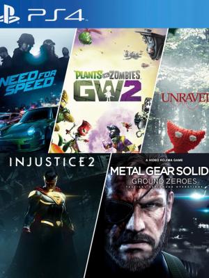 5 JUEGOS EN 1 Injustice 2 mas Metal Gear Solid V ground Zeroes mas Need for Speed mas Plants of Zombies GW2 mas Unravel PS4